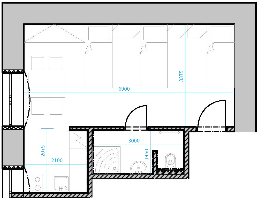 Půdorys apartmánu 101