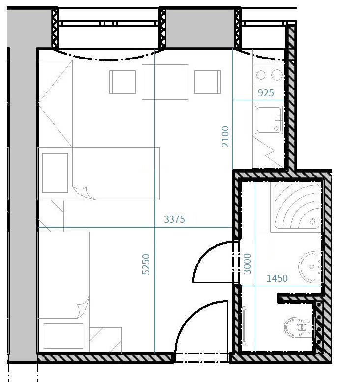 Půdorys apartmánu 102