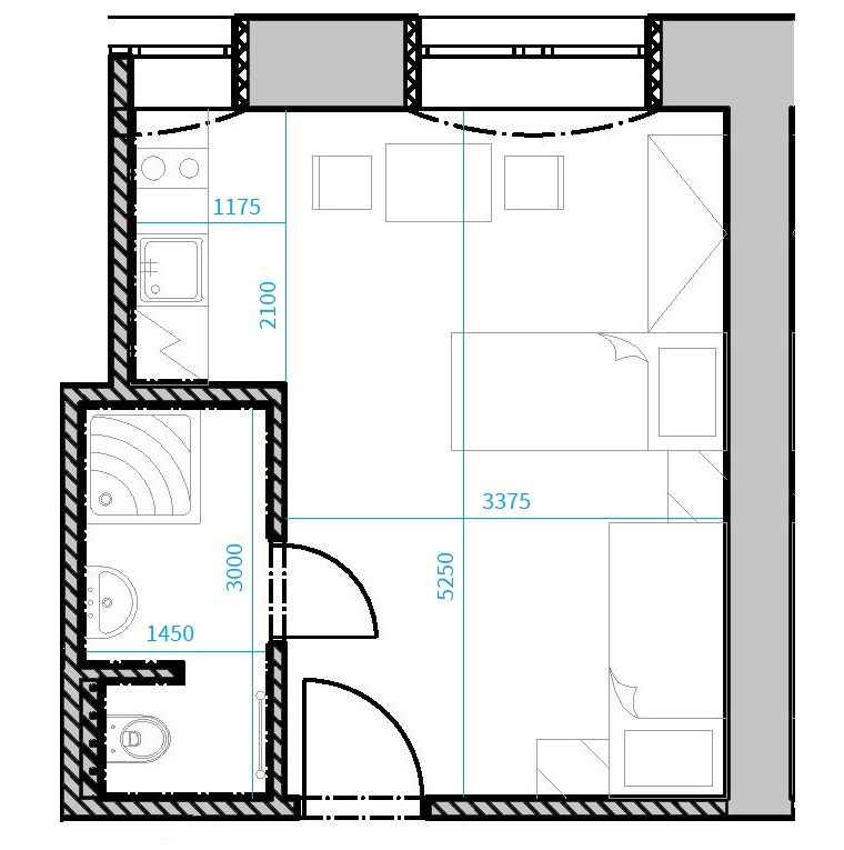 Půdorys apartmánu 103