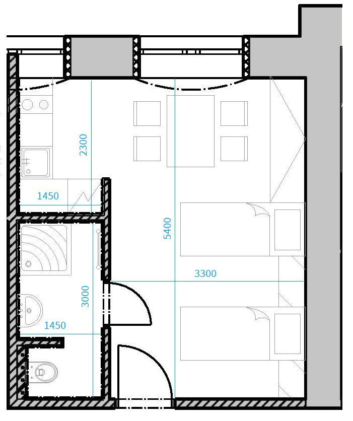 Půdorys apartmánu 105