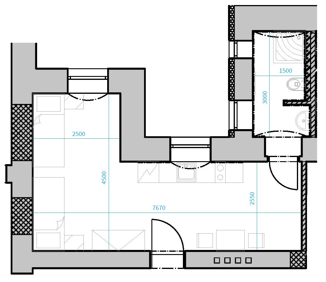 Půdorys apartmánu 107