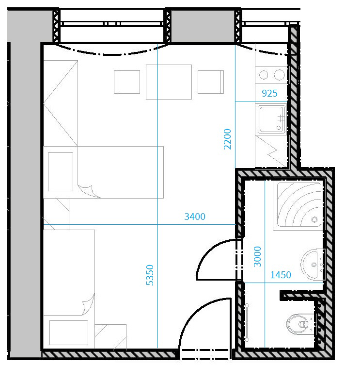 Půdorys apartmánu 202