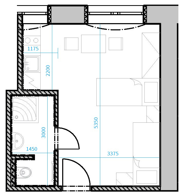 Půdorys apartmánu 203