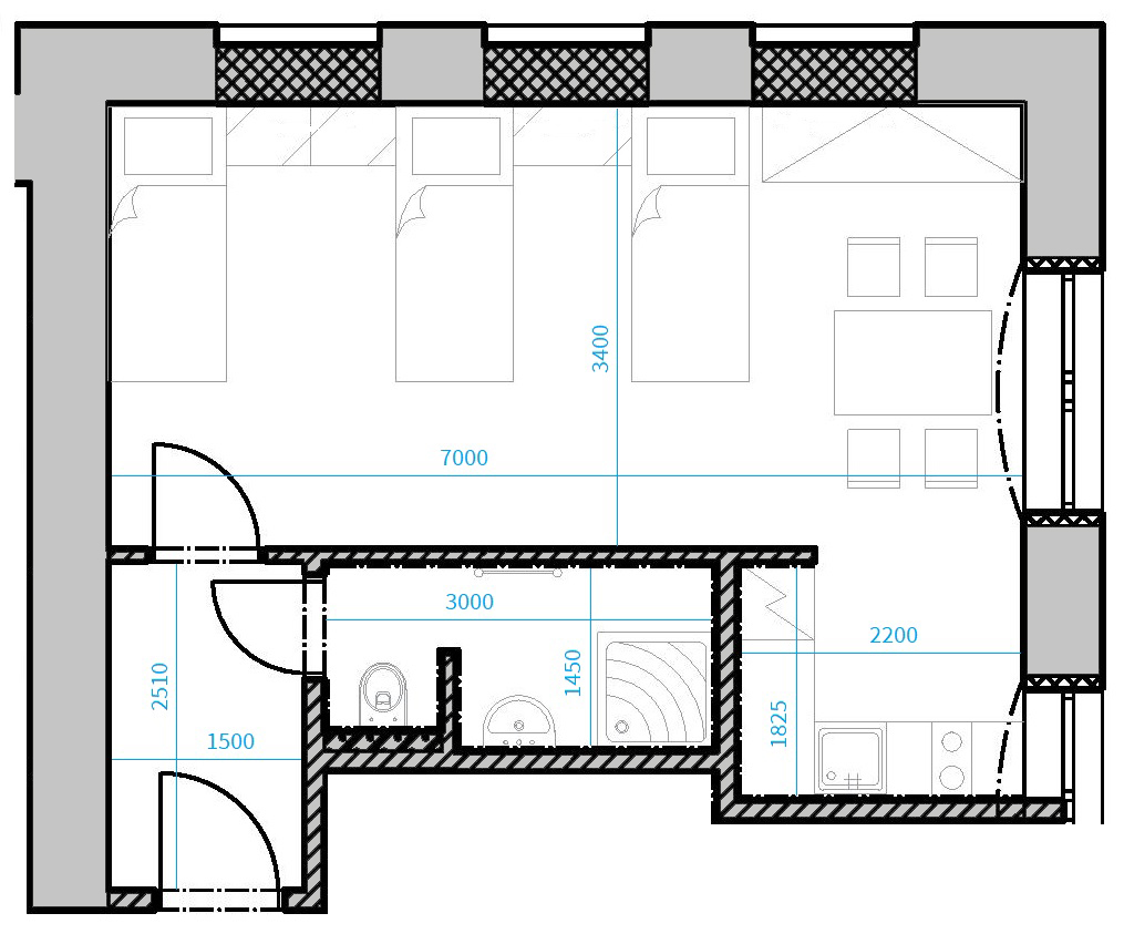 Půdorys apartmánu 204