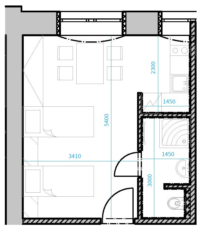 Půdorys apartmánu 206
