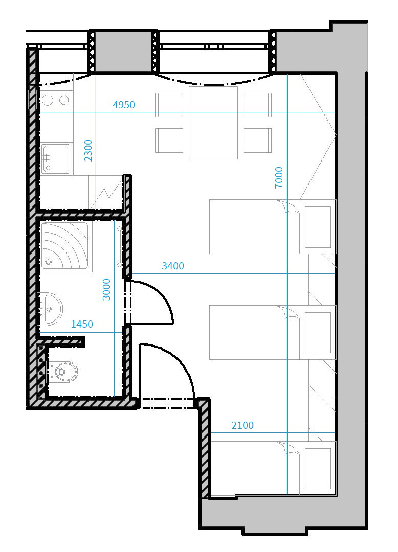 Půdorys apartmánu 209