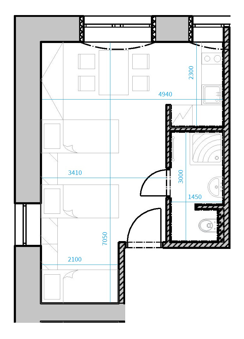 Půdorys apartmánu 210